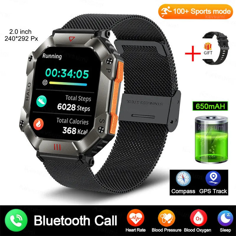 Black Android smart watch for women with titanium alloy case on a leather strap, showing GPS and call functions.