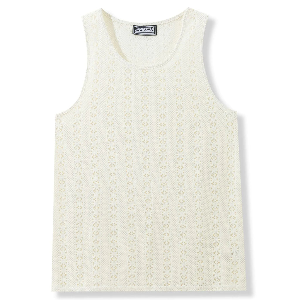 Round neck casual beach style loose polyester vest in khaki