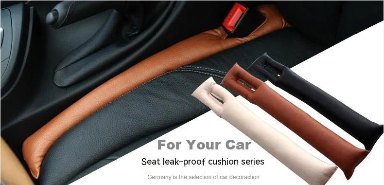 PU leather car seat gap strip in black, beige, brown, and grey colour options