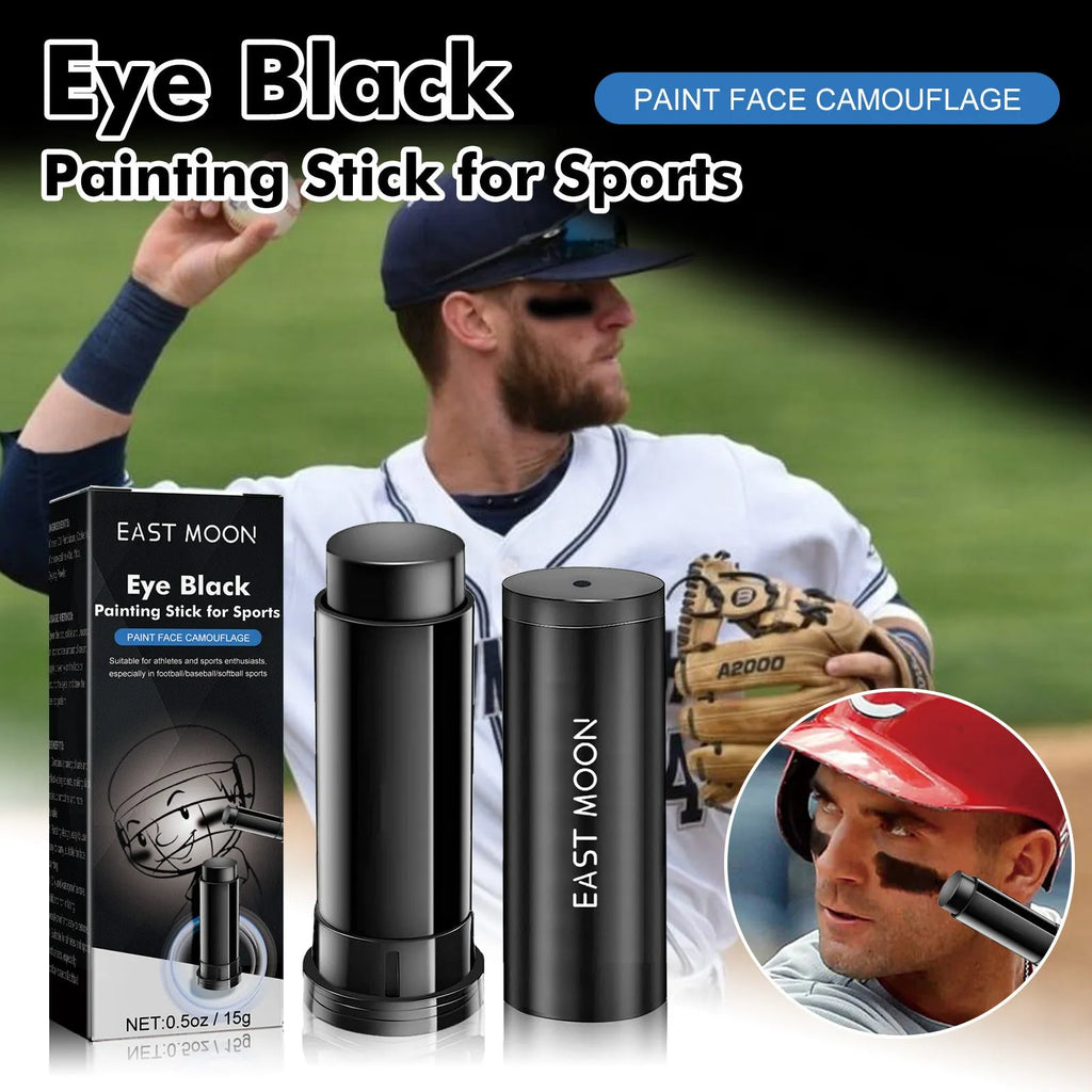 Sports Eye Black Paint Stick in packaging, 15g net content, for athletic facial marking.