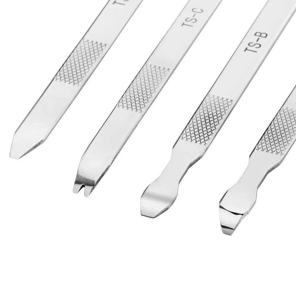 Multifunctional mobile phone repair clamp with silicone grips and included crowbar tool.