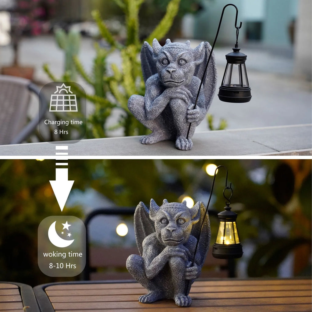 Creative stone statue ghost solar decoration resin garden lamp American style 17x13x21cm outdoor