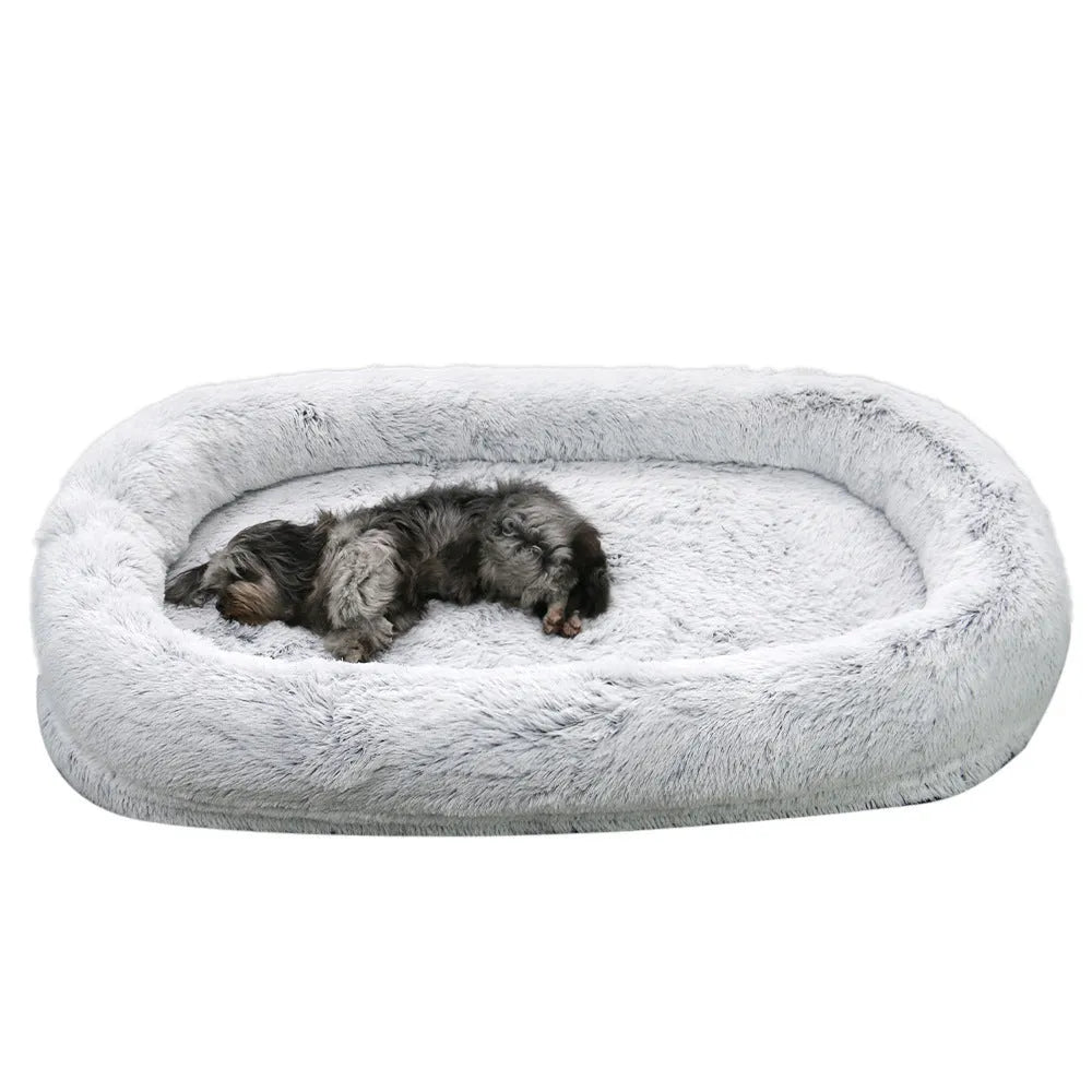 Giant dog kennel super large human-size dog nest with sponge lining, 1.6m or 1.85m, light grey or khaki