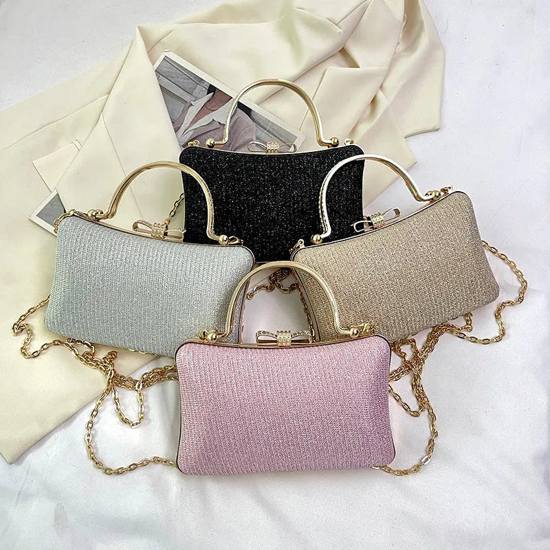 Felt shoulder messenger bag for women in black, horizontal square shape, single strap, sandwich pocket
