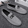 Men's black and grey suede casual shoes with rubber soles for summer.