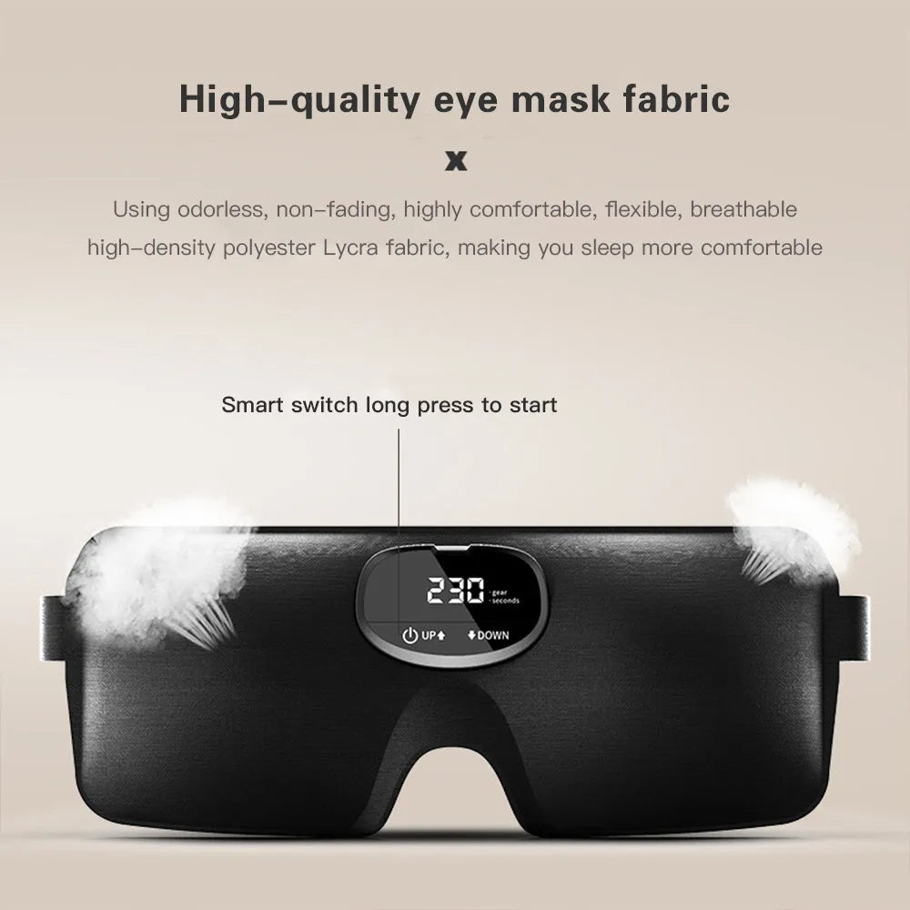 Black smart sleep aid eye mask with EMS massage feature