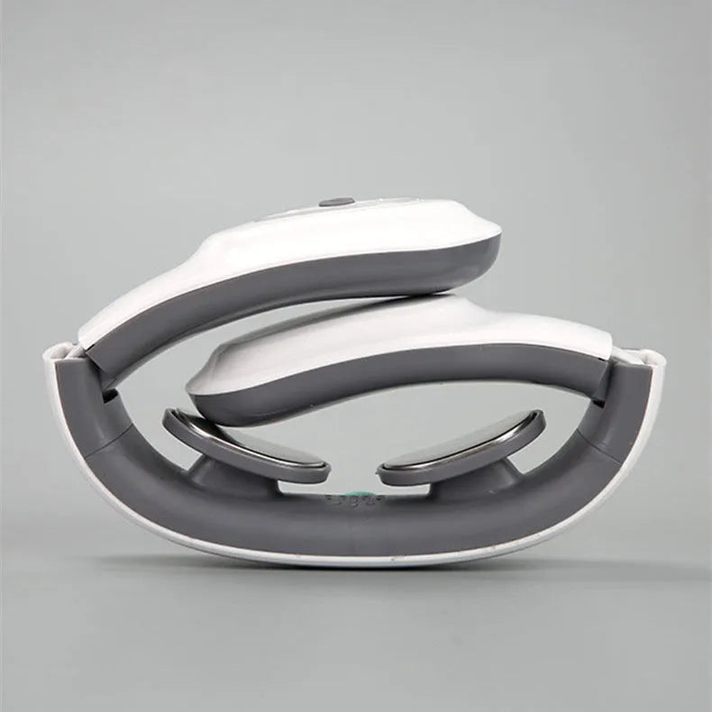 White heated electric pulse shoulder and neck mini folding massager with USB cable
