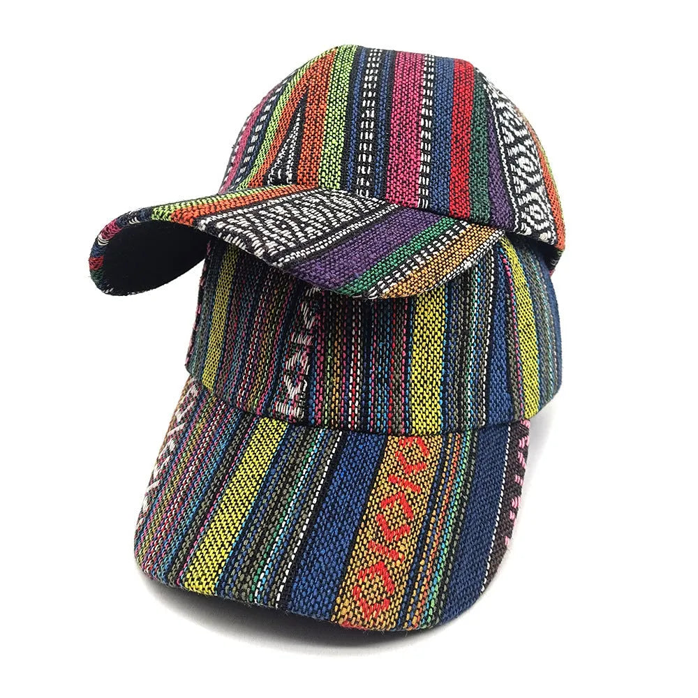 Women's beige Bohemian-style dome crown baseball cap made from polyester fabric.