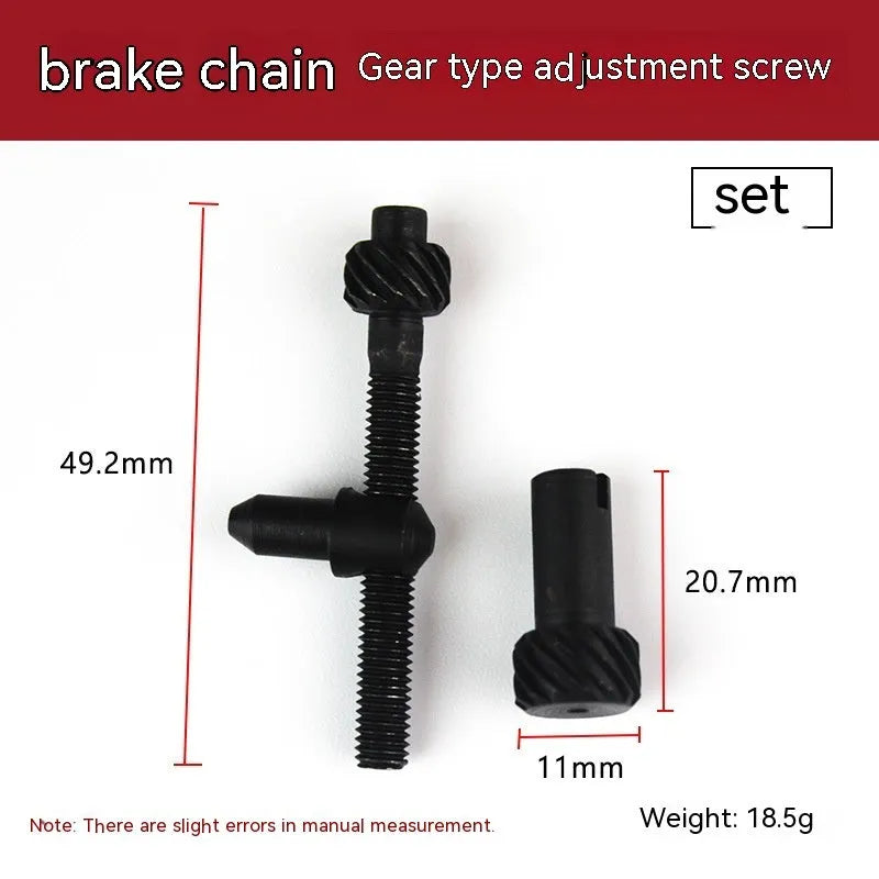 Chainsaw chain tension adjustment gear kit with spools of nylon wire rope in various thicknesses