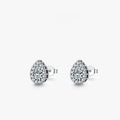 Women's silver water drop ear studs made from 925 sterling silver.