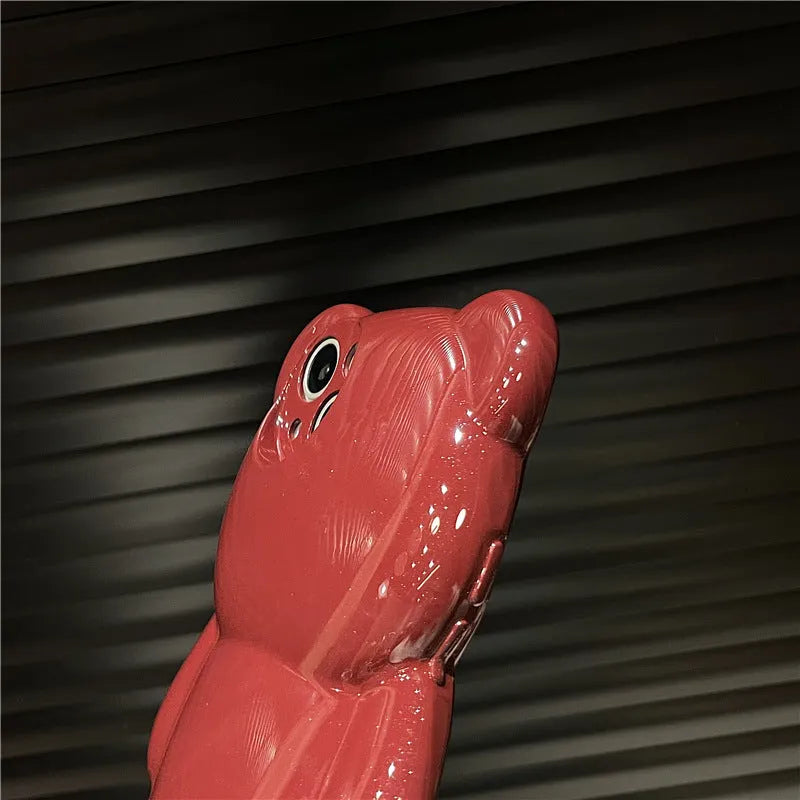 Silicone anti-fall phone case with cute three-dimensional bear design for iPhone, khaki colour