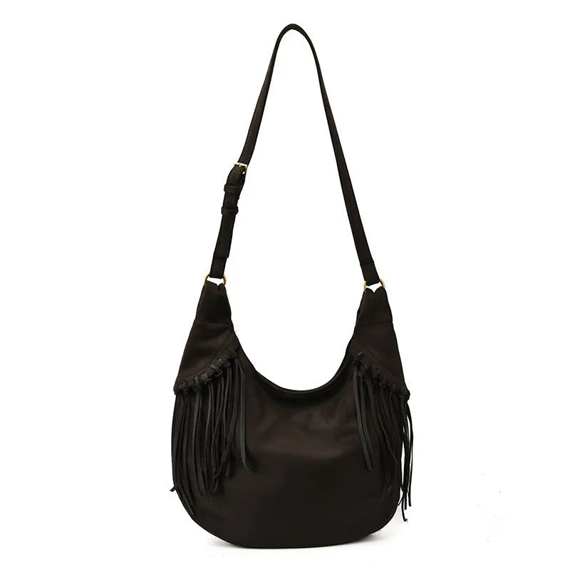Soft leather dumpling bag messenger bag for women retro crossbody black brown coffee colour
