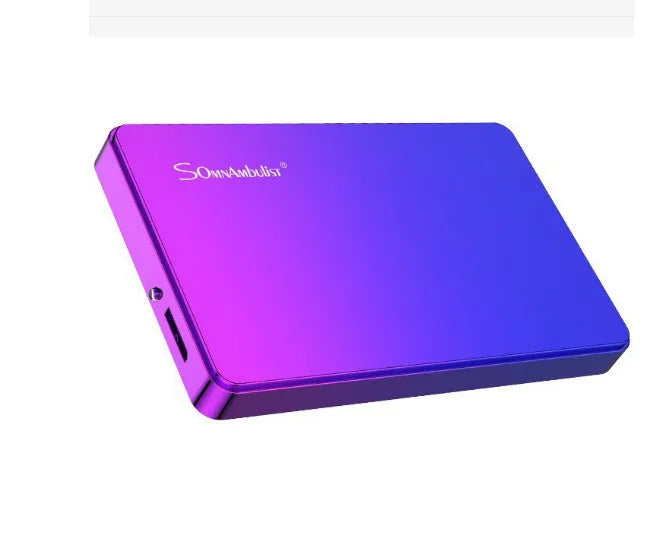 Purple external hard drive 1TB with leather carry bag and data cable