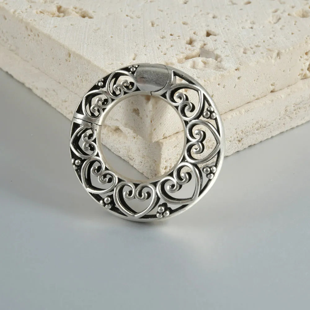 Retro magnetic earrings in heart hollow or lotus shapes with antique silver or ancient gold finish
