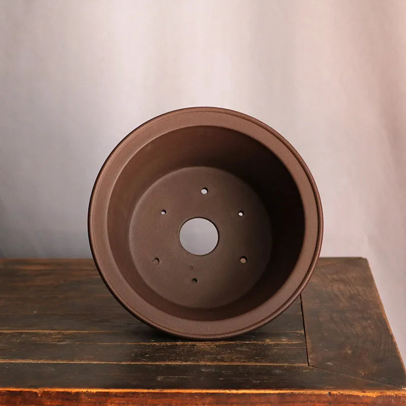 Linglong large capacity ceramic flower pot in classic purple clay round bowl basin design