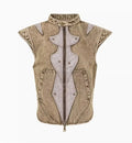 Men's Korean-style pleated denim vest in picture colour with cotton fabric construction