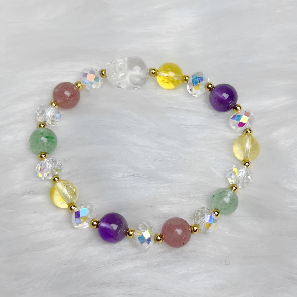 Crystal zodiac bracelet with phoenix nine-tail fox design on wrist