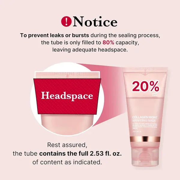 75ml collagen night face mask bottle with application brush for firming and hydration
