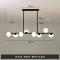 Modern minimalist glass bubble ball chandelier with 6 black arms and clear glass shades