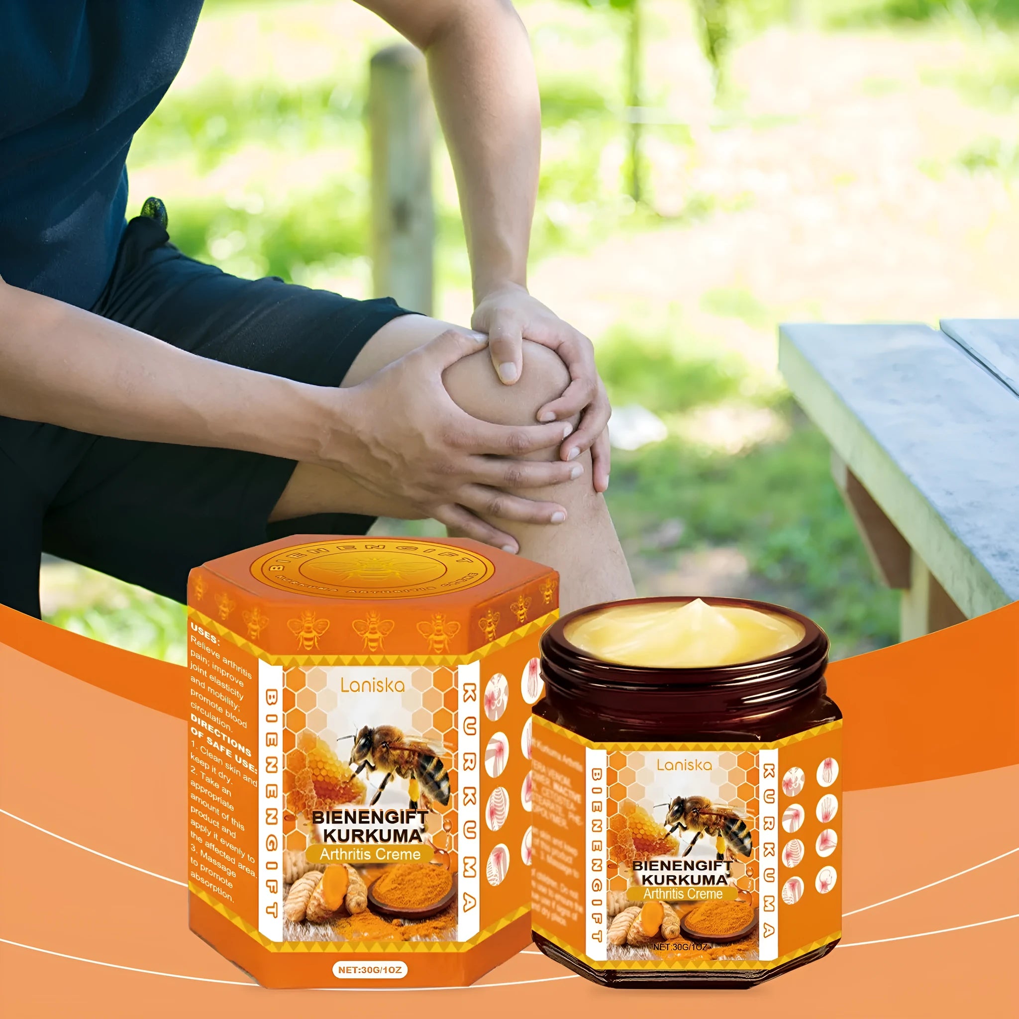 Turmeric joint soothing cream tube with bee venom and ginger extract ingredients