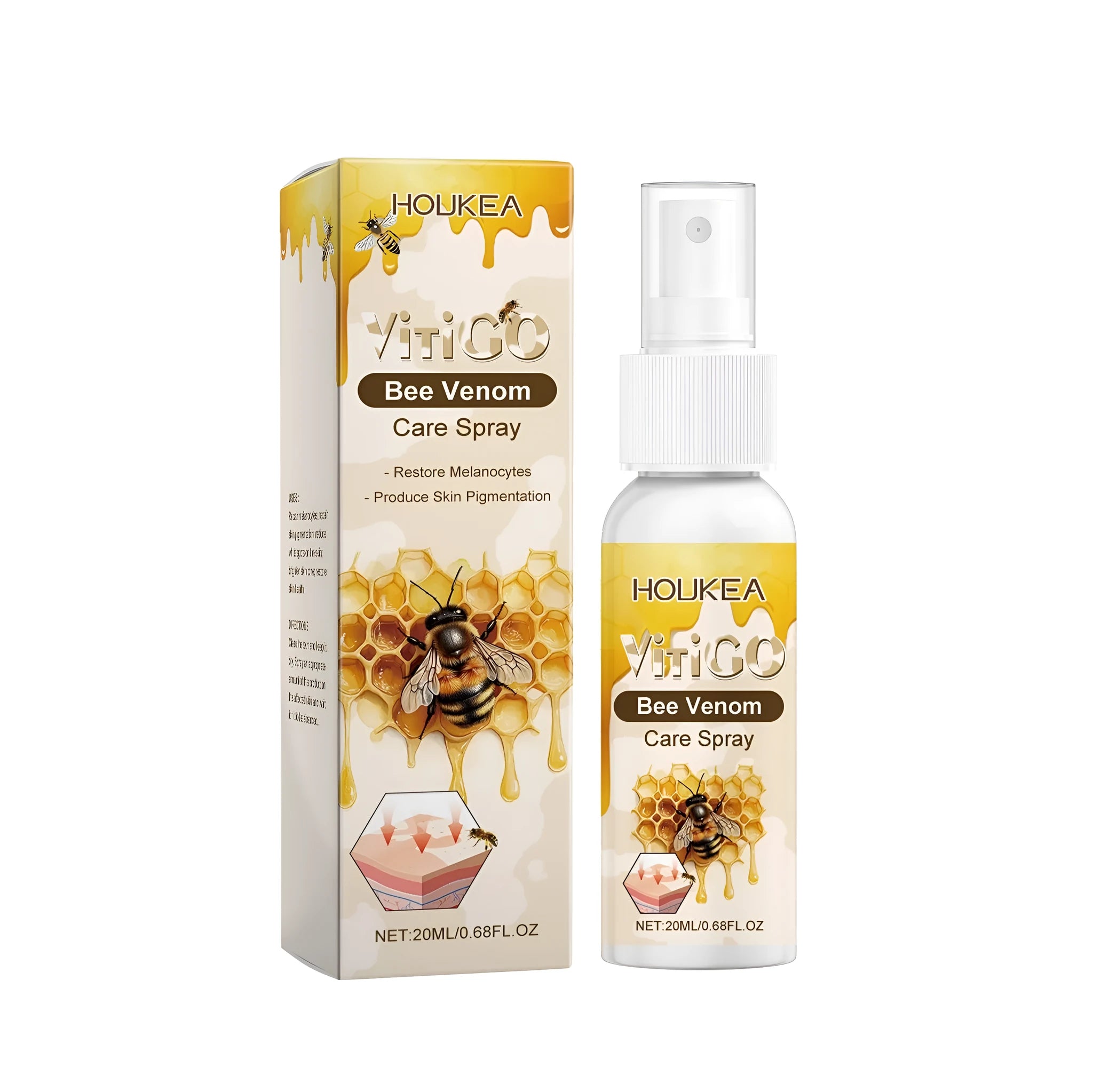 20ml Care Spray bottle with menthol and bee venom formula for topical use.