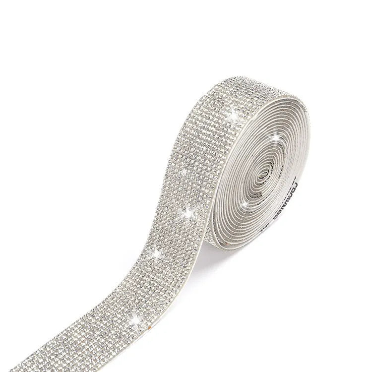 Self-adhesive glass water drill strip for clothing decoration in white and AB colour options