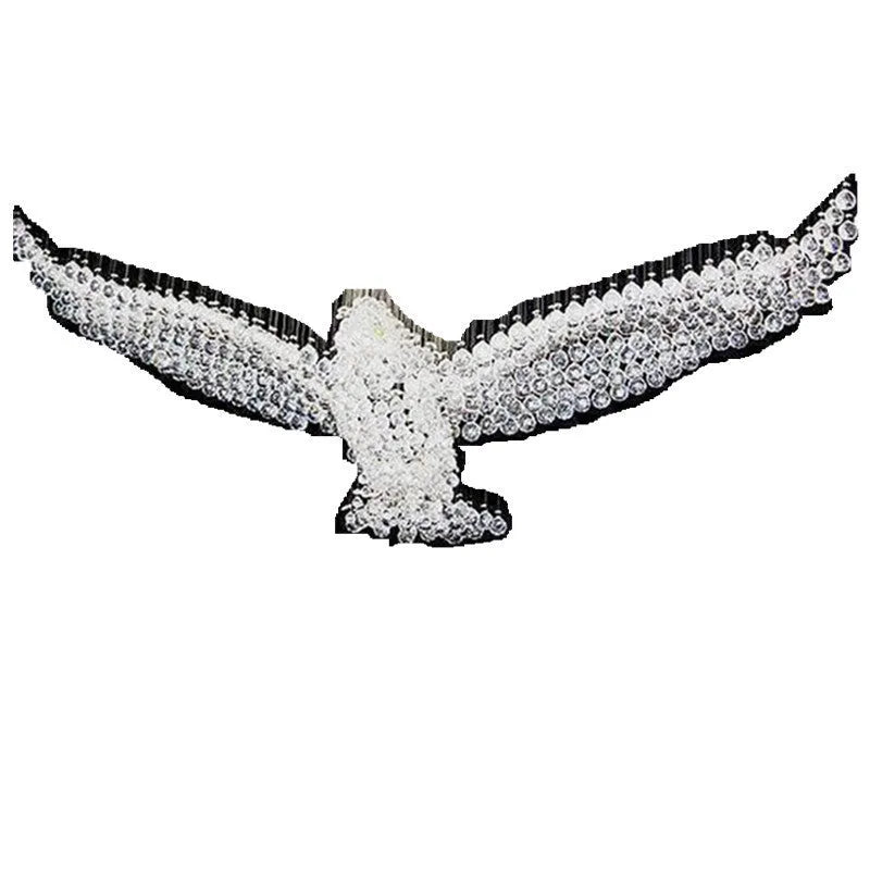 Eagle-themed crystal chandelier with stainless steel frame, 1000x500x800mm, adjustable height ceiling light for hallway