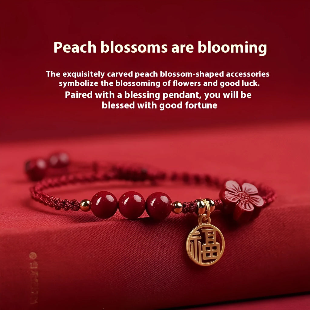 Cinnabar examination luck bracelet with braided rope strap and lucky charm card in choice of colours