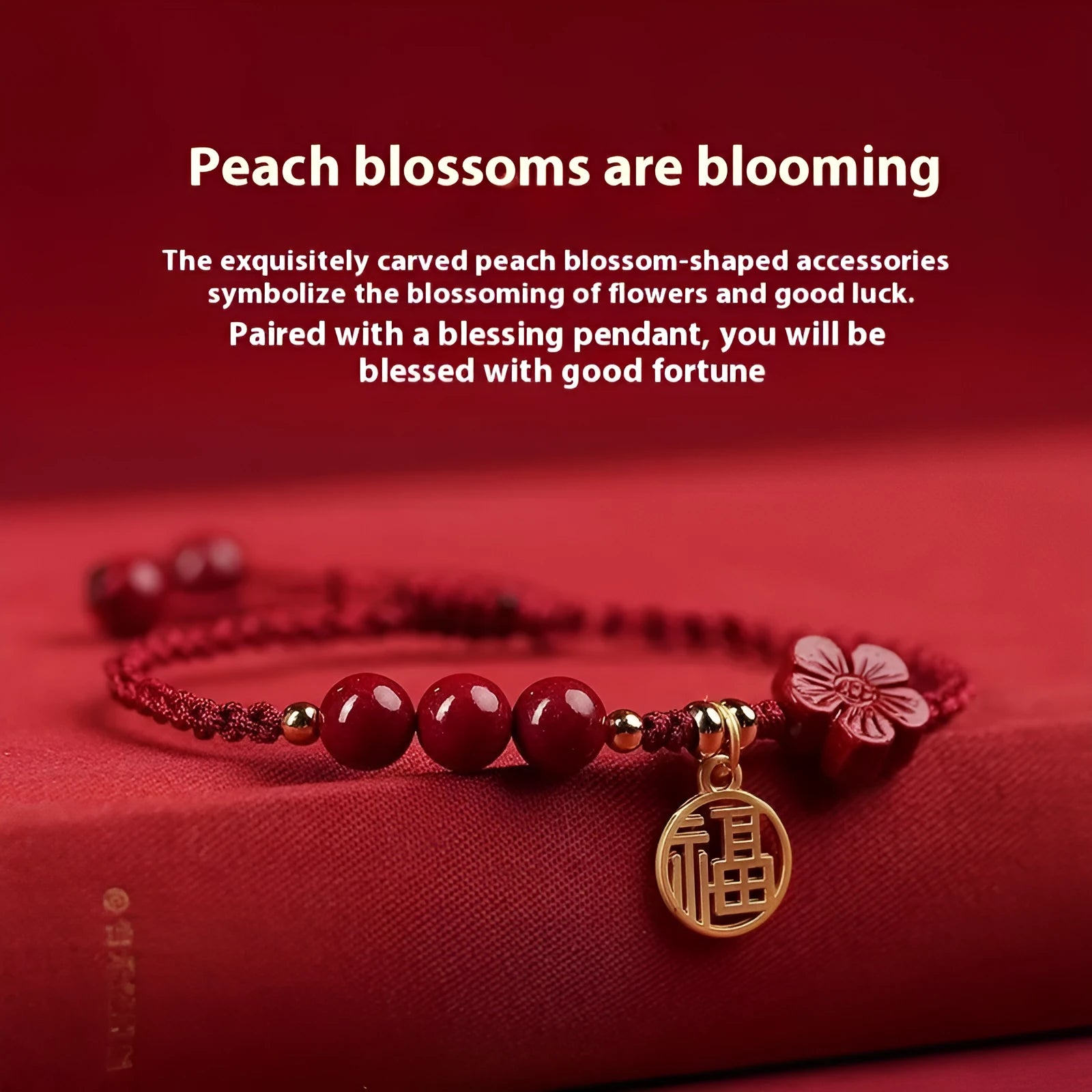 Cinnabar examination luck bracelet with braided rope strap and lucky charm card in choice of colours