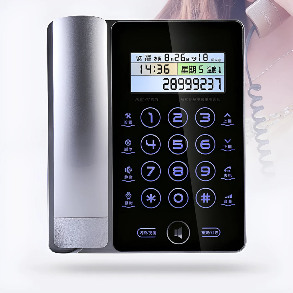 Creative Fashion G188 gold touch screen landline telephone with LCD display on desk