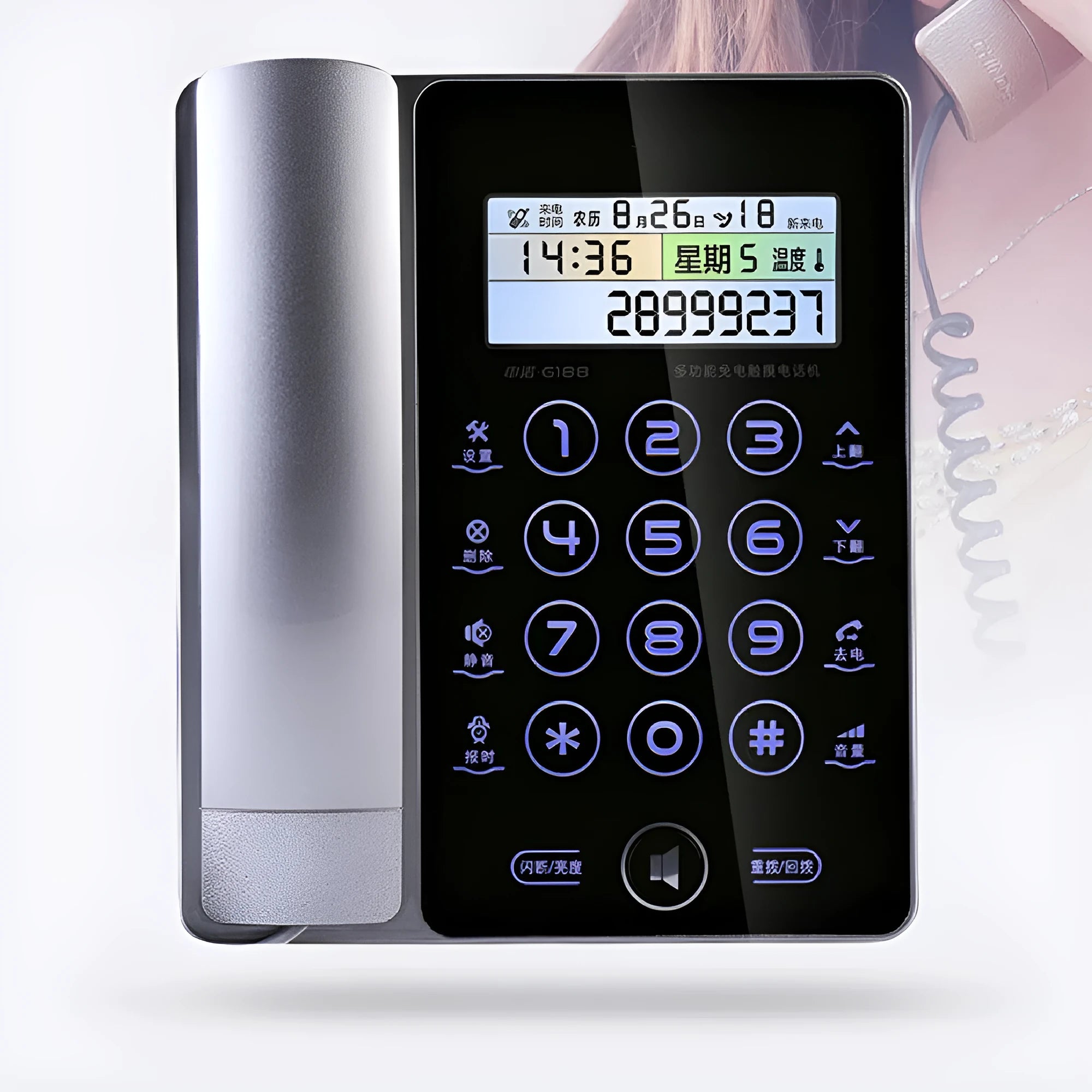 Creative Fashion G188 gold touch screen landline telephone with LCD display on desk