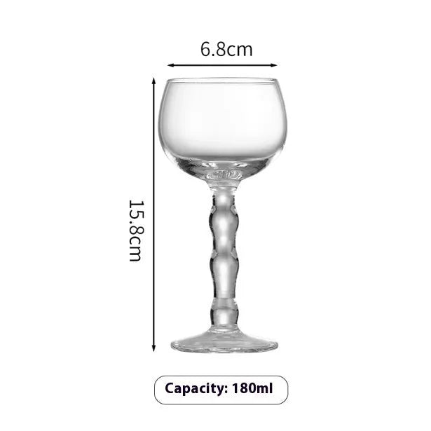 Glass medieval French simplicity goblet in one of six colour styles: bamboo, blue bottom, career, friendship, champagne, or tiger beer design.