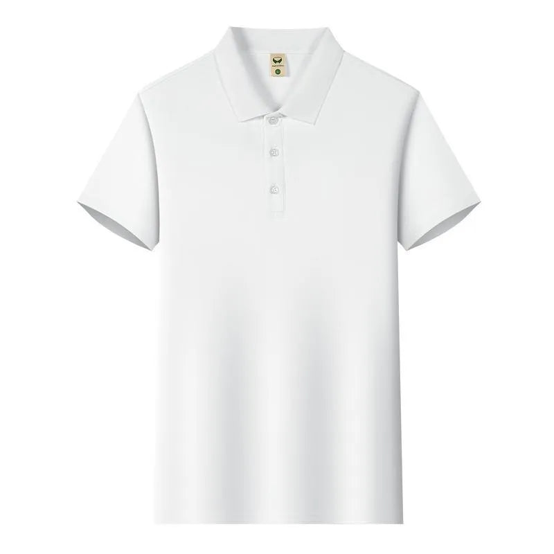 Men's short sleeve business shirt in ice silk fabric with lapel collar available in multiple colours
