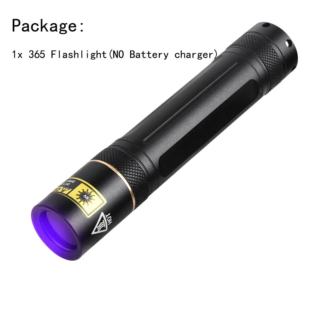 365nm UV fluorescence detection flashlight with aluminium alloy body and LED light source