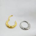 Titanium alloy concave-convex nose ring with carved surface in gold or silver finish options