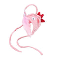Adjustable head-mounted cat teaser toy with grey big eye fish attachment and dinosaur design