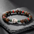 Hand-woven wood turquoise unisex bracelet with totem pattern
