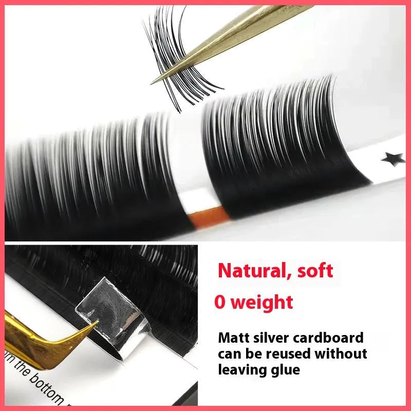 Pack of dense 16-row false eyelashes made from mink hair in various lengths from 8mm to 18mm.