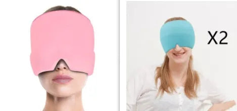 Black ice gel headache relief eye mask shown on a white background.