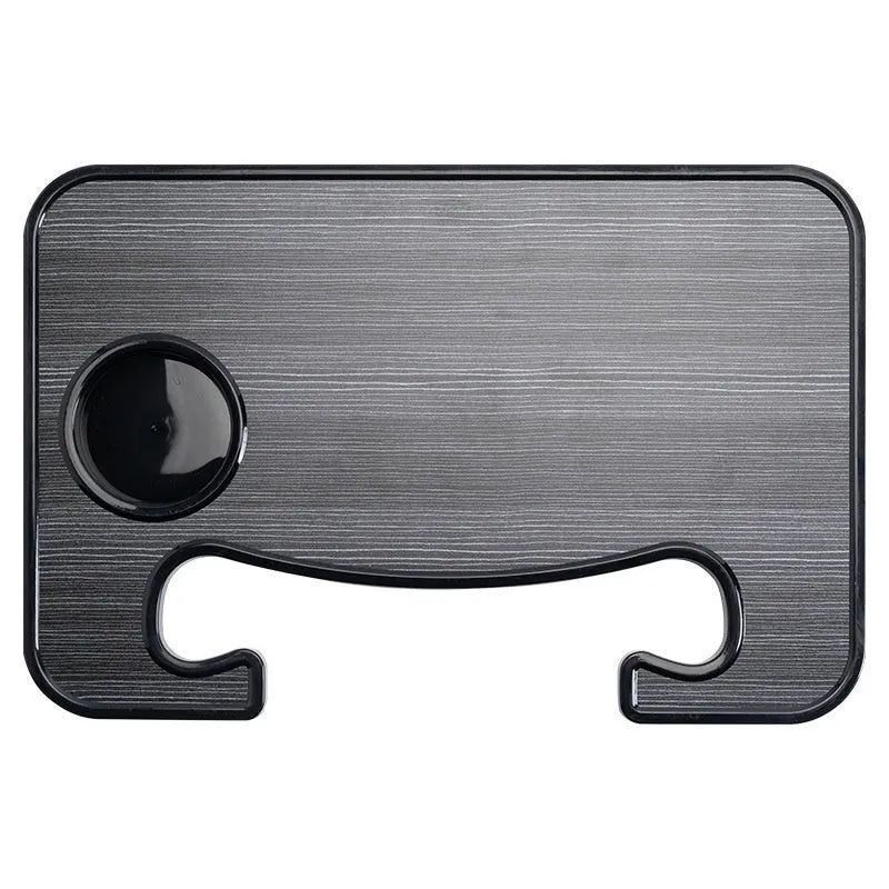 Black foldable car steering wheel tray with laptop and cup holder on a 42x28cm ABS surface