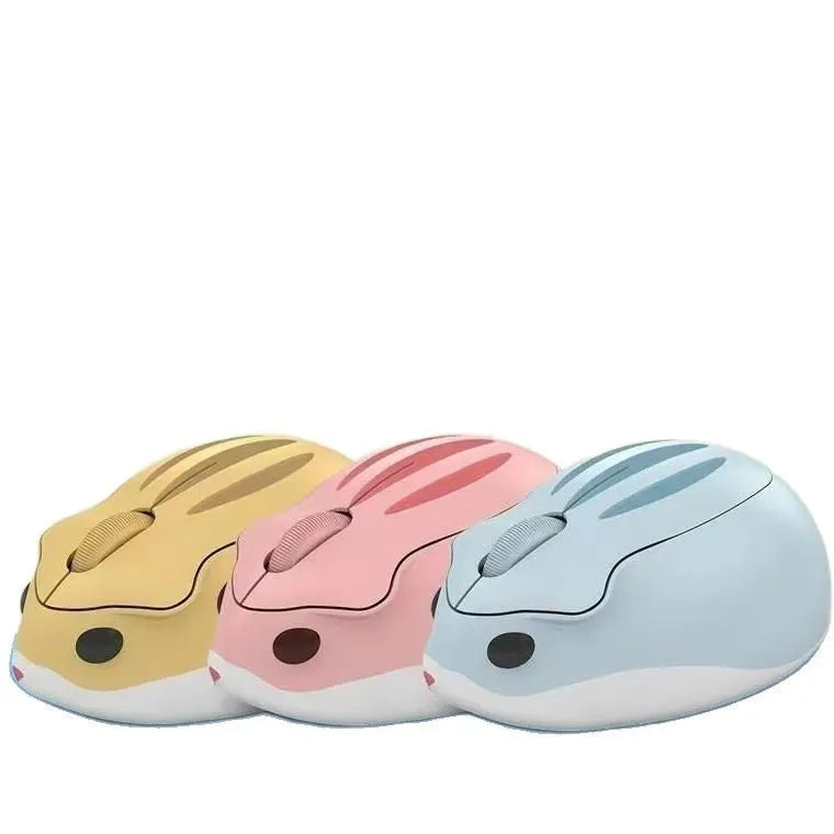 Hamster wireless silent click computer mouse in grey, pink, and yellow colour options