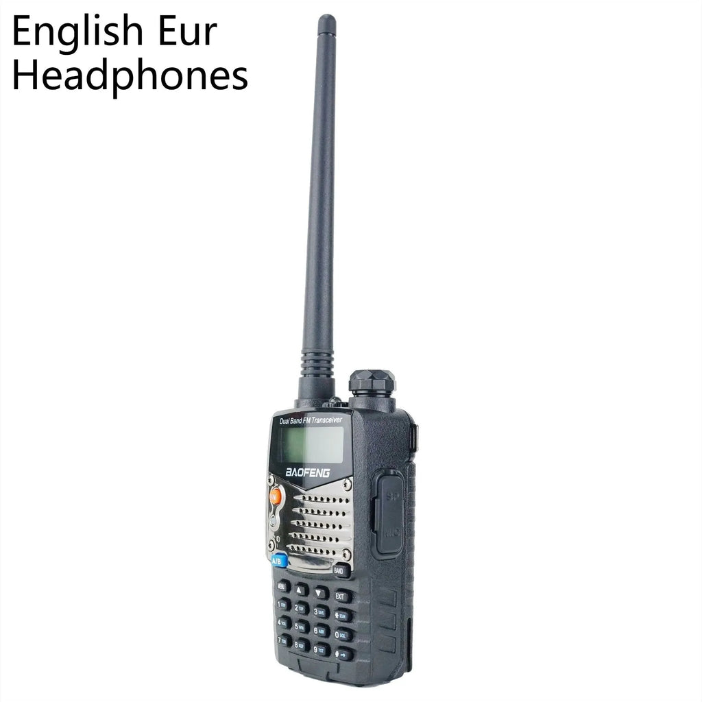 Baofeng UV-5RA black handheld dual-band two-way radio with dual display screen and keypad.