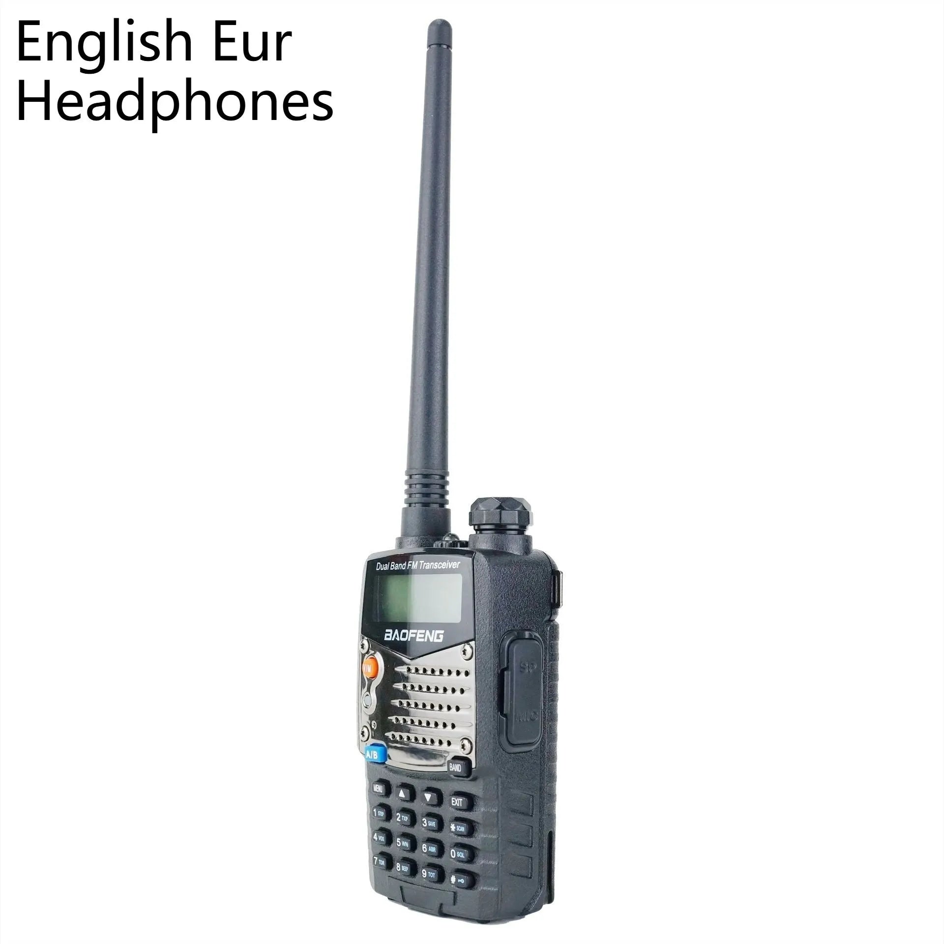Baofeng UV-5RA black handheld dual-band two-way radio with dual display screen and keypad.