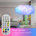 White fabric cloud pendant light with colour-changing LED lighting and USB cable