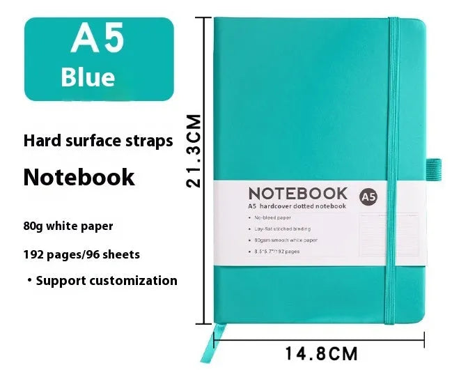 A5 office diary with hand skin feeling PU leather strap cover and lined inner pages