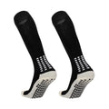 Solid colour polyester football socks in long tube style with multiple colour options including black, white, red, and green.