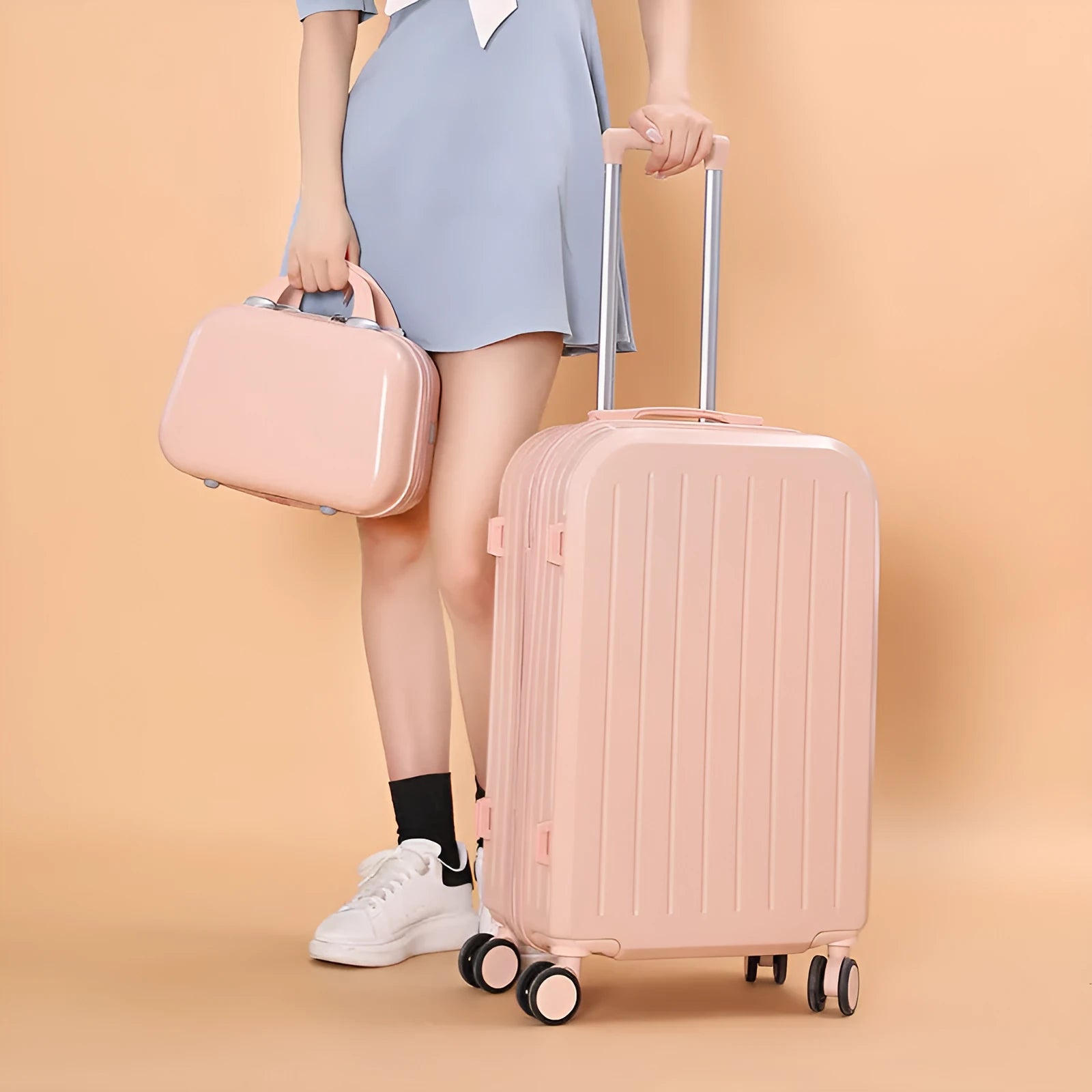 Candy colour ABS PC trolley case with universal wheels and pull rod, 20 inch size