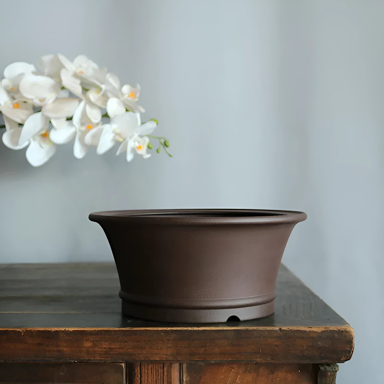 Linglong large capacity ceramic flower pot in classic purple clay round bowl basin design