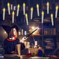 12 white floating LED candles with magic wand remote control and hanging hooks for Halloween decoration