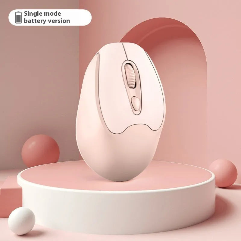 Dual-mode Bluetooth wireless mouse in grey, green, girl pink or milk tea pink colours with USB charging cable